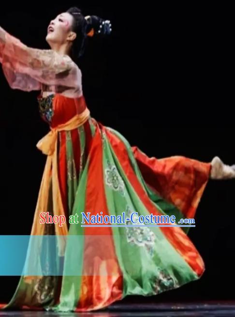 Traditional Chinese Classical Dance Costumes Umbrella Dance Stage Show Dress for Women