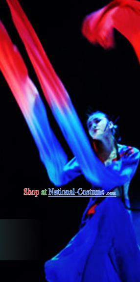 Traditional Chinese Classical Dance Competition Royalblue Costumes Water Sleeve Dance Stage Show Dress for Women