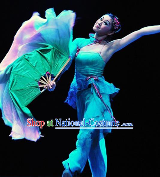 Traditional Chinese Classical Dance Competition Costumes Fan Dance Stage Show Dress for Women