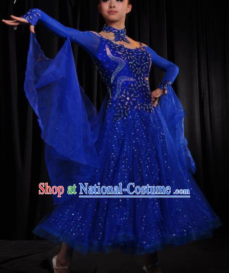 Professional Modern Dance Costume Ballroom Dance Waltz Stage Show Royalblue Dress for Women