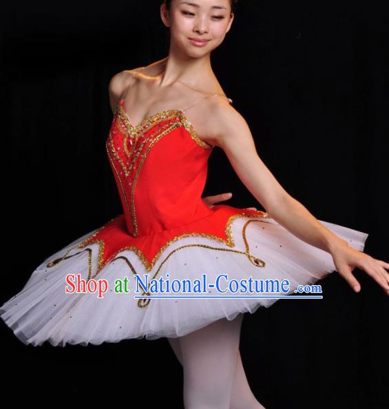 Professional Ballet Dance Costume Ballroom Dance Stage Show Red Dress for Women