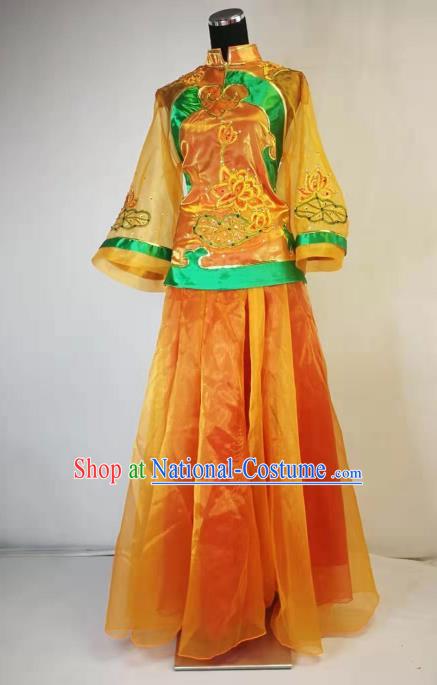 Traditional Chinese Spring Festival Gala Dance Orange Dress Classical Dance Stage Show Costume for Women