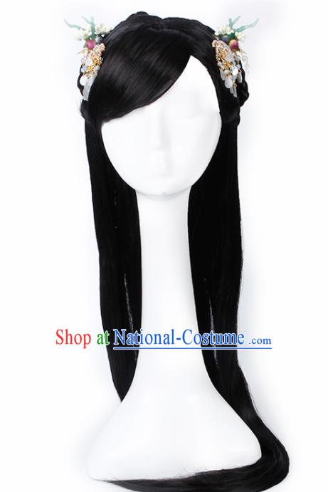 Chinese Traditional Han Dynasty Princess Wigs and Hair Claws Ancient Goddess Hair Accessories for Women