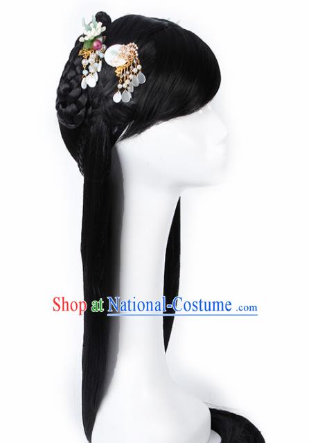 Chinese Traditional Han Dynasty Princess Wigs and Hair Claws Ancient Goddess Hair Accessories for Women