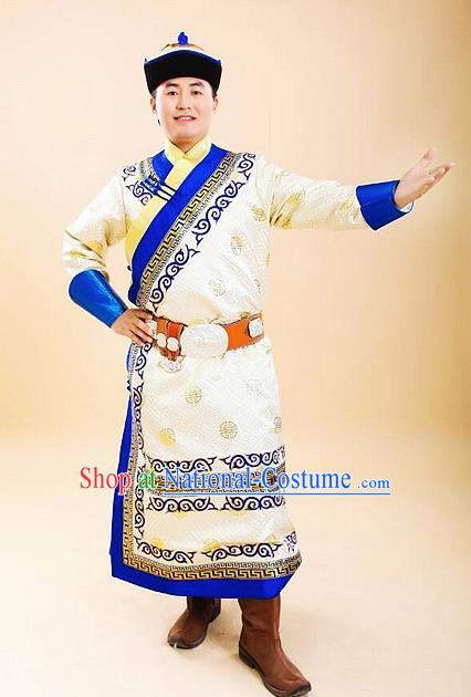 Chinese Traditional Mongol Nationality Costumes Mongolian Ethnic Prince Robe for Men