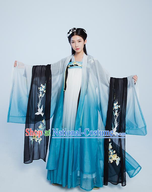 Asian Chinese Tang Dynasty Palace Princess Hanfu Dress Traditional Ancient Peri Fairy Costumes for Women