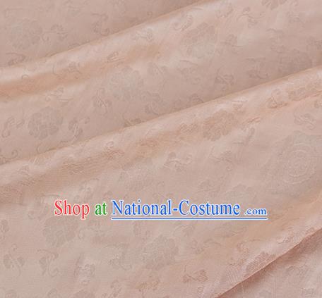 Traditional Chinese Classical Flower Pattern Design Light Orange Silk Fabric Ancient Hanfu Dress Silk Cloth