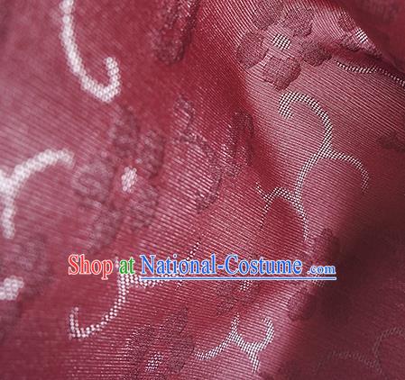 Traditional Chinese Classical Cherry Blossom Pattern Design Amaranth Silk Fabric Ancient Hanfu Dress Silk Cloth