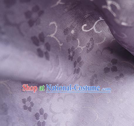 Traditional Chinese Classical Cherry Blossom Pattern Design Lilac Silk Fabric Ancient Hanfu Dress Silk Cloth