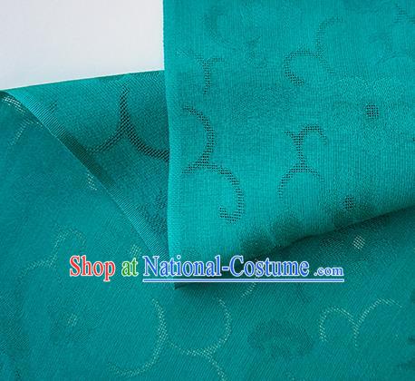 Traditional Chinese Classical Cherry Blossom Pattern Design Green Silk Fabric Ancient Hanfu Dress Silk Cloth