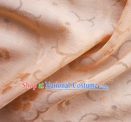 Traditional Chinese Classical Cherry Blossom Pattern Design Champagne Silk Fabric Ancient Hanfu Dress Silk Cloth