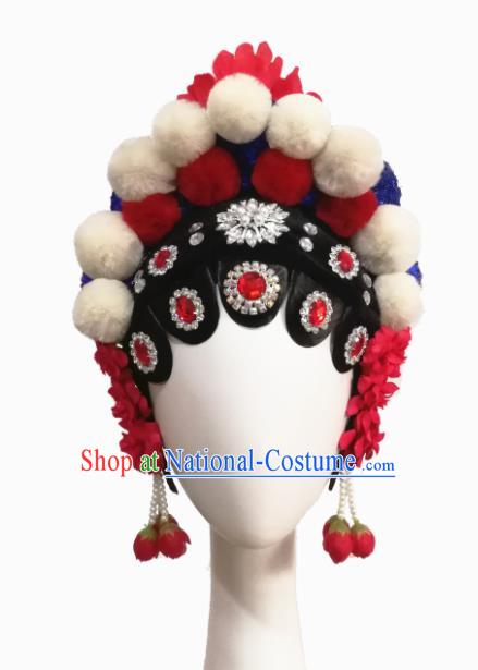 Chinese Traditional Beijing Opera Classical Dance Hair Accessories Fan Dance Wig Chignon Headdress for Women