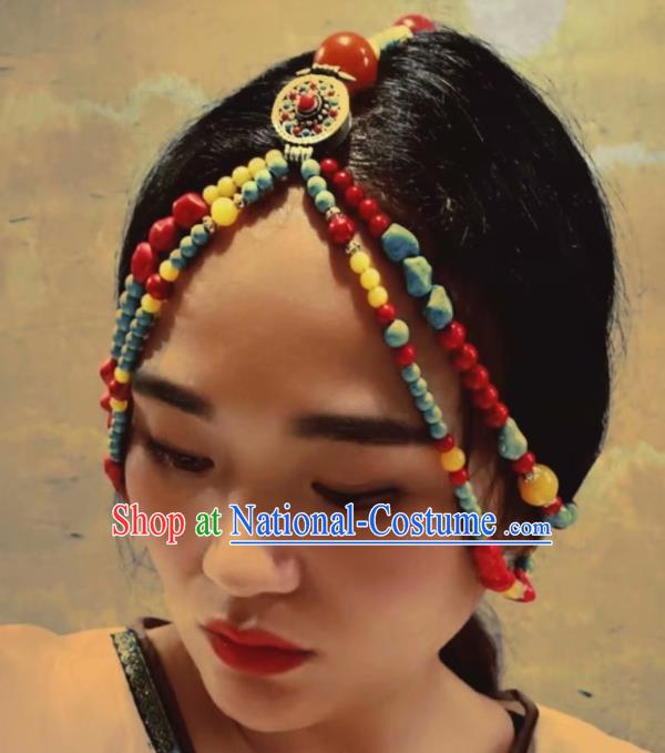 Chinese Traditional Zang Ethnic Hair Accessories Tibetan Nationality Headwear for Women