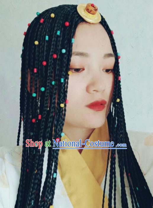 Chinese Traditional Zang Ethnic Braid Hair Accessories Tibetan Nationality Headwear for Women