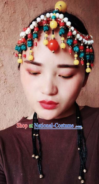 Chinese Traditional Zang Ethnic Tassel Hair Clasp Hair Accessories Tibetan Nationality Headwear for Women