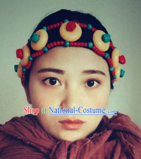 Chinese Traditional Zang Ethnic Female Beeswax Hair Clasp Hair Accessories Tibetan Nationality Headwear for Women