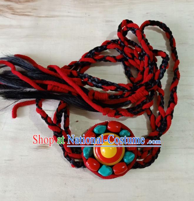 Chinese Traditional Zang Ethnic Knit Hair Clasp Hair Accessories Tibetan Nationality Headwear for Women