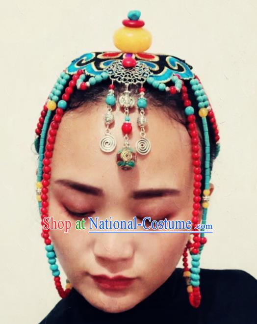 Chinese Traditional Zang Ethnic Blue Hair Clasp Hair Accessories Tibetan Nationality Headwear for Women