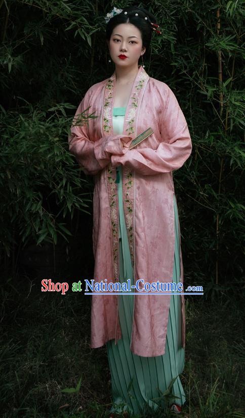 Chinese Ancient Nobility Female Embroidered Hanfu Dress Traditional Song Dynasty Princess Replica Costume for Women