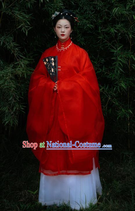 Chinese Ancient Palace Lady Wedding Red Hanfu Dress Traditional Ming Dynasty Royal Princess Replica Costume for Women