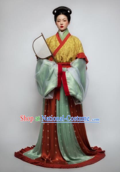 Chinese Ancient Court Consort Hanfu Dress Traditional Jin Dynasty Imperial Concubine Embroidered Replica Costume for Women