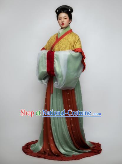 Chinese Ancient Court Consort Hanfu Dress Traditional Jin Dynasty Imperial Concubine Embroidered Replica Costume for Women