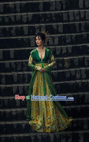 Chinese Ancient Tang Dynasty Court Maid Silk Hanfu Dress Traditional Palace Lady Replica Costume for Women