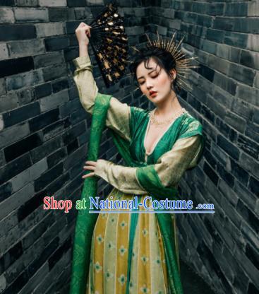 Chinese Ancient Tang Dynasty Court Maid Silk Hanfu Dress Traditional Palace Lady Replica Costume for Women