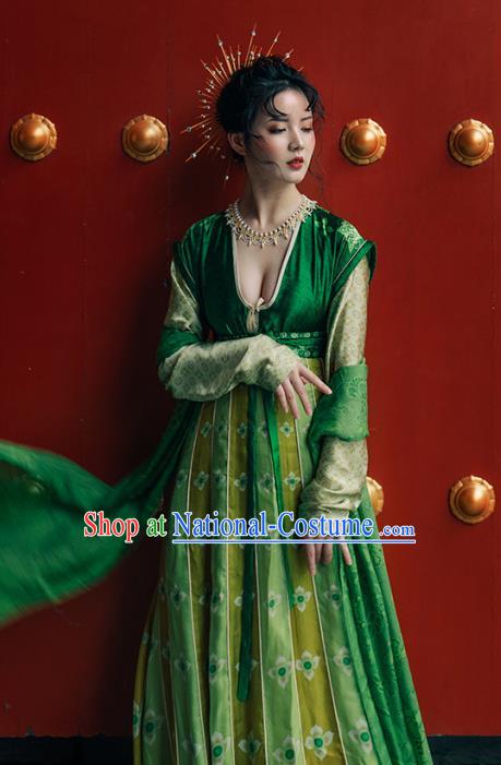 Chinese Ancient Tang Dynasty Court Maid Silk Hanfu Dress Traditional Palace Lady Replica Costume for Women