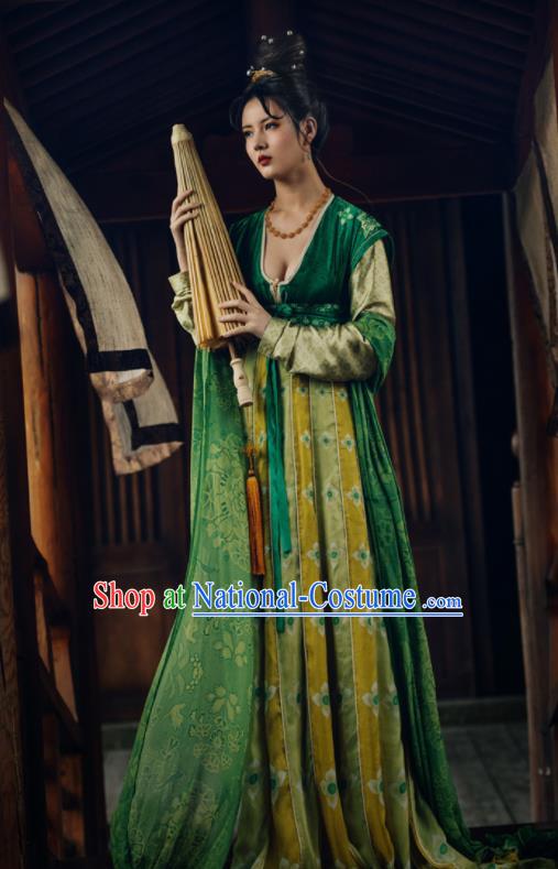 Chinese Ancient Tang Dynasty Court Maid Silk Hanfu Dress Traditional Palace Lady Replica Costume for Women