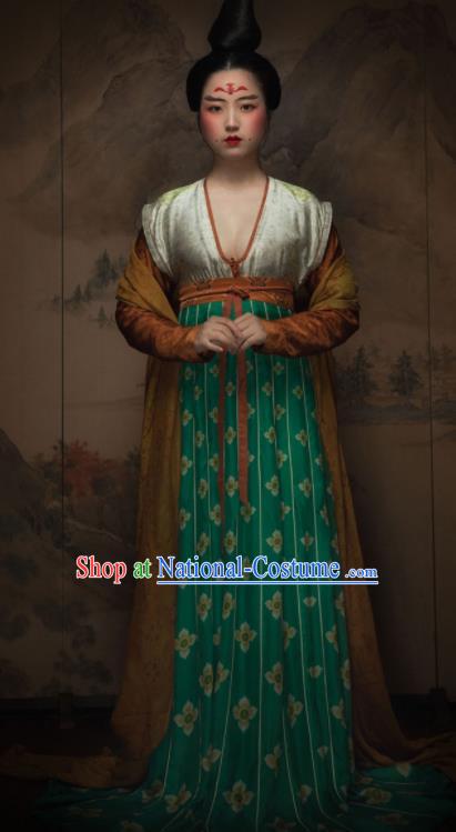 Chinese Ancient Tang Dynasty Las Meninas Silk Hanfu Dress Traditional Court Maid Replica Costume for Women