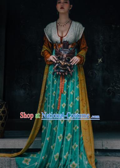 Chinese Ancient Tang Dynasty Las Meninas Silk Hanfu Dress Traditional Court Maid Replica Costume for Women