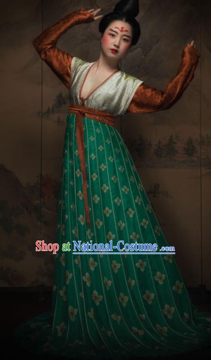 Chinese Ancient Tang Dynasty Las Meninas Silk Hanfu Dress Traditional Court Maid Replica Costume for Women