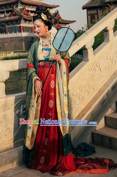 Chinese Tang Dynasty Wedding Hanfu Dress Traditional Ancient Court Queen Replica Costume for Women