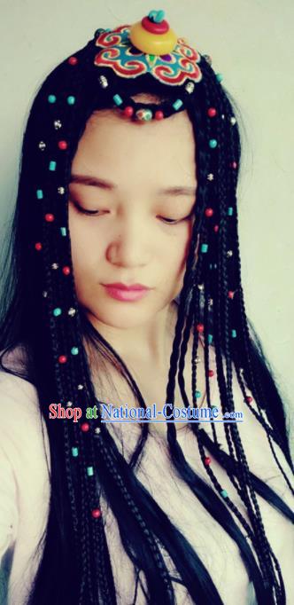 Chinese Traditional Tibetan Ethnic Embroidered Hair Clasp Hair Accessories Zang Minority Nationality Headwear for Women