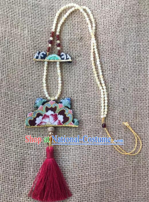 Chinese Traditional Ethnic Embroidered Necklet Accessories Nationality Tassel Necklace for Women