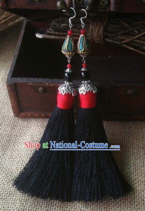 Chinese Traditional Ethnic Tassel Ear Accessories Miao Nationality Earrings for Women