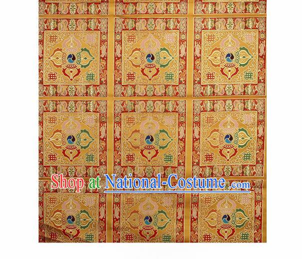 Asian Chinese Traditional Pattern Golden Brocade Buddhism Tibetan Robe Satin Fabric Chinese Silk Material