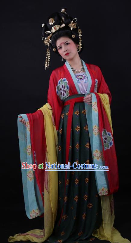 Traditional Chinese Tang Dynasty Bride Wedding Hanfu Dress Ancient Court Queen Replica Costume for Women