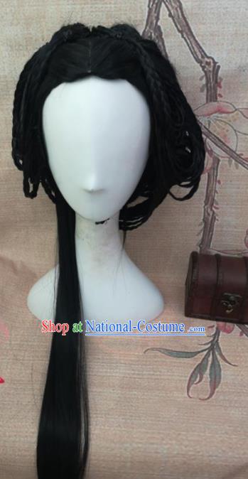 Chinese Traditional Cosplay Nobility Lady Wigs Ancient Palace Princess Wig Sheath Hair Accessories for Women