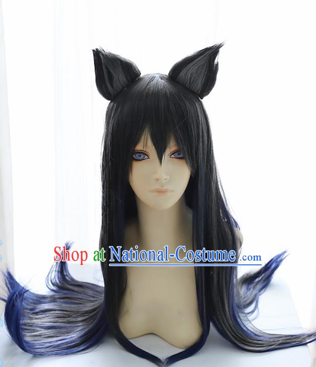 Chinese Traditional Cosplay Wigs Halloween Swordsman Hair Accessories for Men