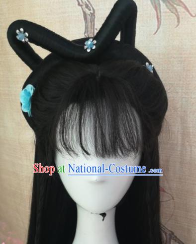 Chinese Traditional Cosplay Lin Daiyu Wigs Ancient Nobility Lady Wig Sheath Hair Accessories for Women