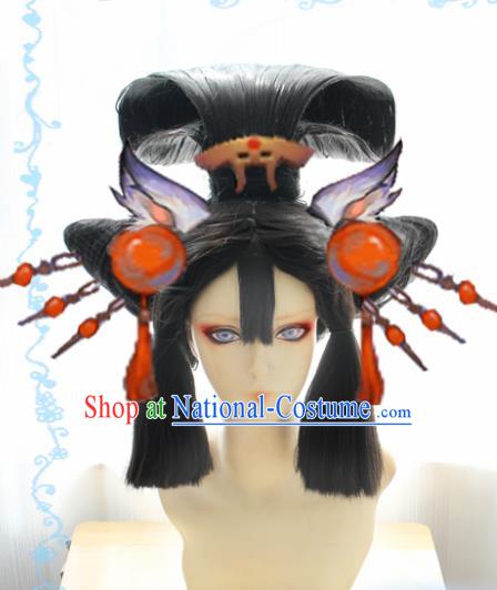 Japanese Traditional Cosplay Geisha Wigs Sheath Ancient Courtesan Wig Hair Accessories for Women