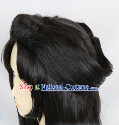 Japanese Traditional Cosplay Onmyoji Black Long Wigs Sheath Ancient Geisha Wig Hair Accessories for Women