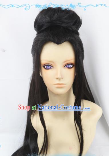 Chinese Traditional Cosplay Knight Wigs Ancient Female Swordsman Wig Sheath Hair Accessories for Women