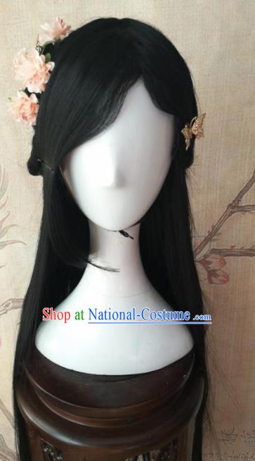 Chinese Traditional Cosplay Song Dynasty Princess Wigs Ancient Palace Lady Wig Sheath Hair Accessories for Women