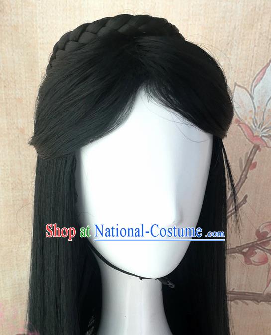 Chinese Traditional Cosplay Goddess Swordsman Wigs Ancient Palace Princess Wig Sheath Hair Accessories for Women