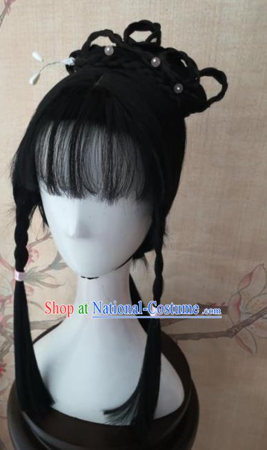 Chinese Traditional Cosplay The Legend of the Condor Heroes Mu Nianci Wigs Ancient  Maidservant Wig Sheath Hair Accessories for Women