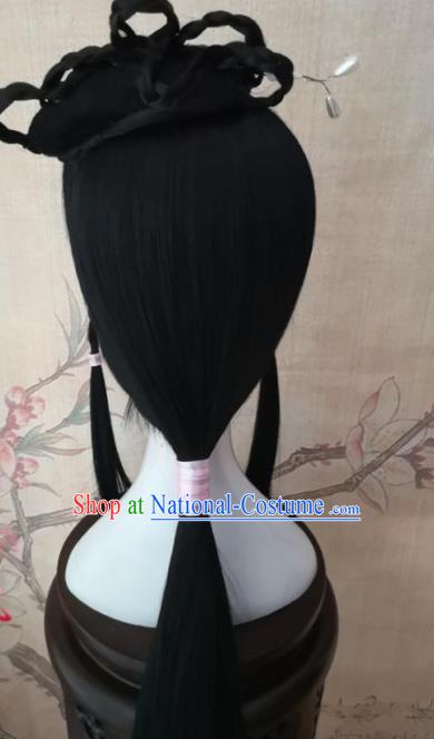 Chinese Traditional Cosplay The Legend of the Condor Heroes Mu Nianci Wigs Ancient  Maidservant Wig Sheath Hair Accessories for Women