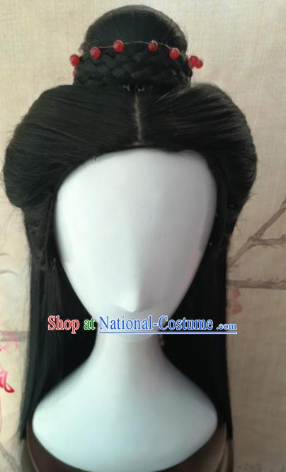 Chinese Traditional Cosplay The Legendary Swordsman Ren Yingying Wigs Ancient Swordswoman Wig Sheath Hair Accessories for Women